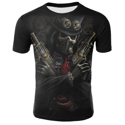 3D Printed Skull Short Sleeve Sports T-Shirt