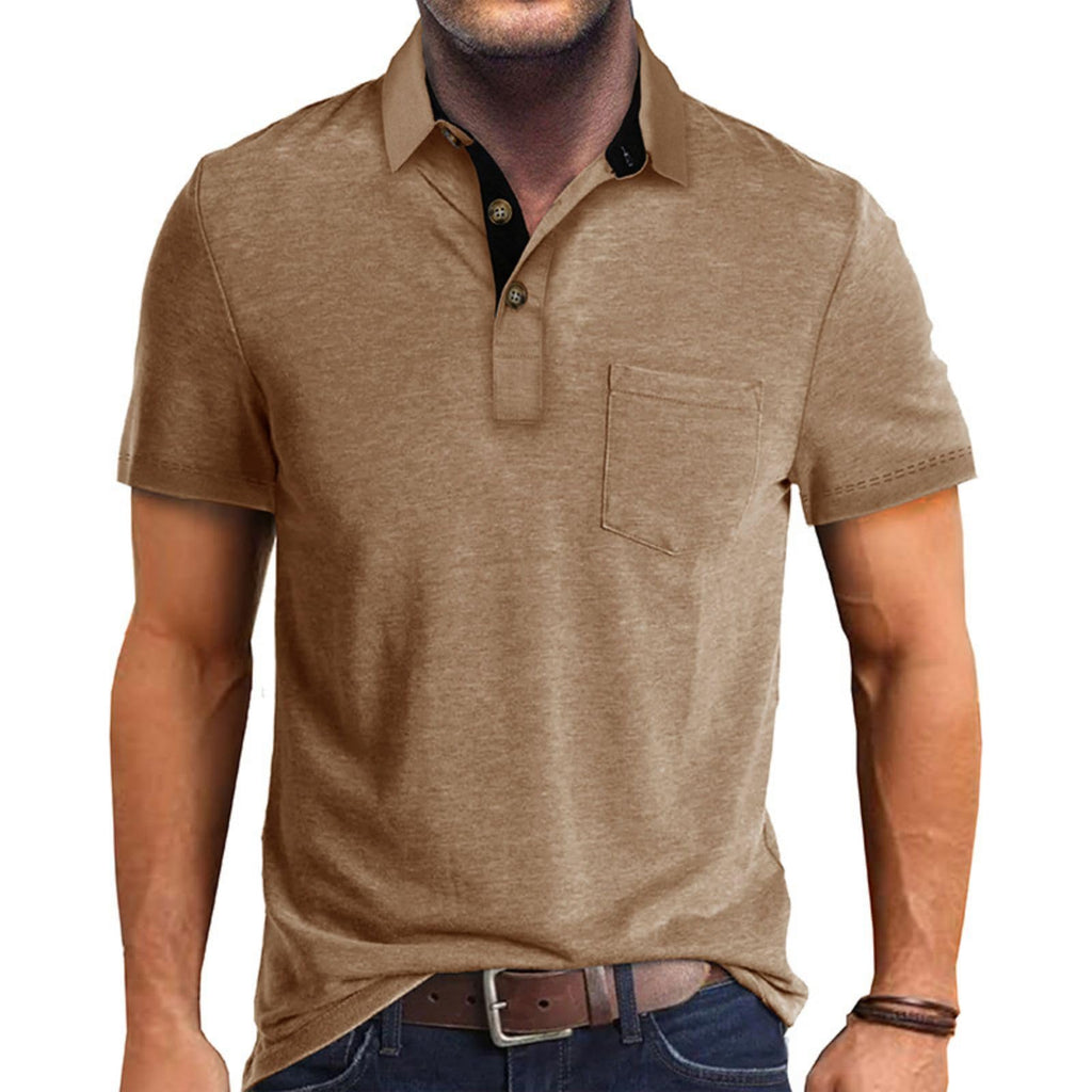 Mens Casual Polo Shirts Classic Button Basic Short Sleeve Shirt Solid Color Cotton Tees Golf Stylish Tops