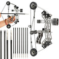 ZSHJGJR 10" Mini Compound Bow 12lbs Mini Archery Bow and Arrow SetShooting Range 40-50m Right/Left Handed for Target Shooting Hunting Games Pocket Bow Archery Gift (with 8 Arrows)