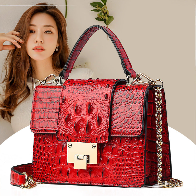Fashionable Women's Handbag with Crocodile Pattern