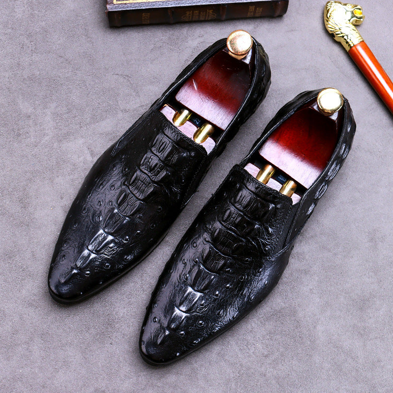 Crocodile Pattern Men's Dress Shoes - Casual Business Style