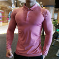 Men's Athletic Long Sleeve Polo Shirt - Quick Dry Fitness
