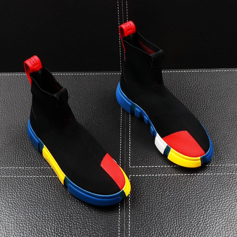 Men's High-Top Knitted Sock Sneakers - Hip Hop Style