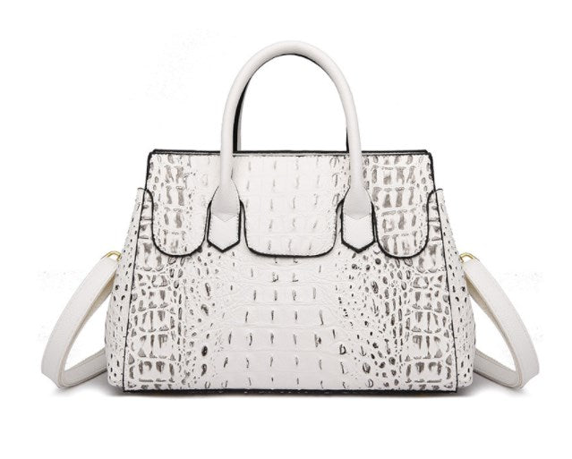Crocodile Pattern Shoulder and Crossbody Handbag