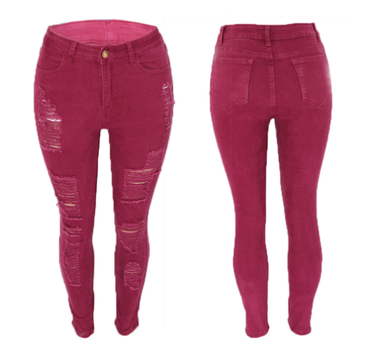 Brown Ripped Skinny Jeans with Distressed Pockets