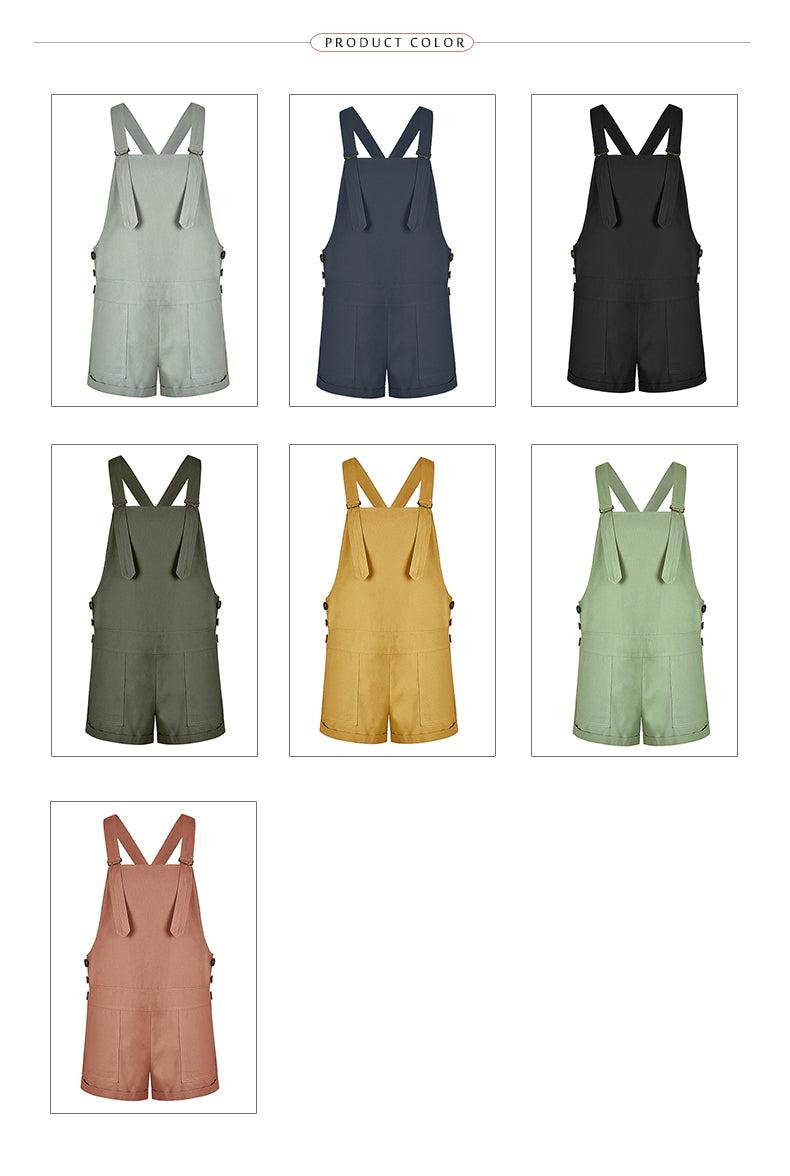 LIVA 2018 Women's Vintage Solid Color Jumpsuit Shorts