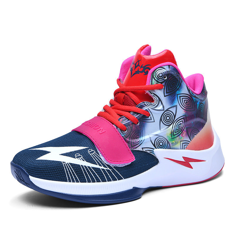 New High-Top Basketball Shoes for Students (White/Purple)