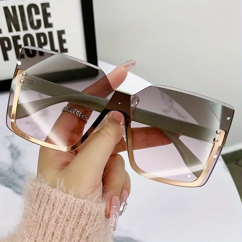 Slim Half-Frame Metal Sunglasses for Women