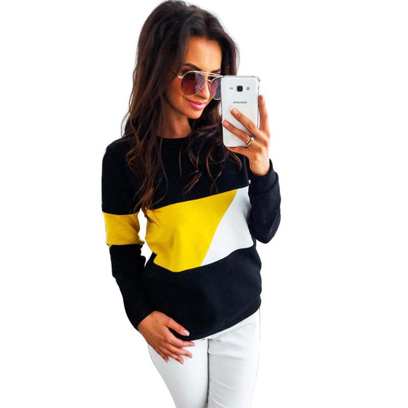 Color Block Long Sleeve Crew Neck Sweatshirt