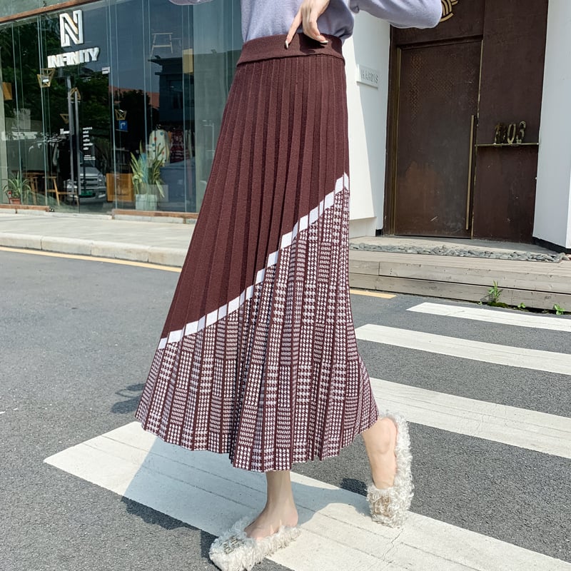 High Waist A-line Pleated Skirt for Women