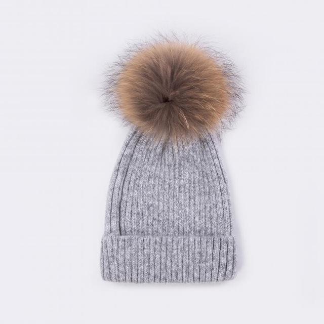 Multicolor Wool Beanie with Pom-Pom