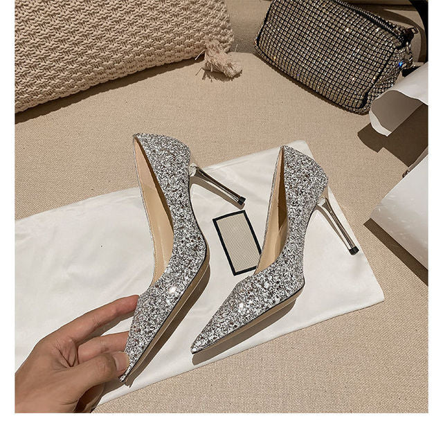 Crystal Sequins High Heels for Spring Fashion