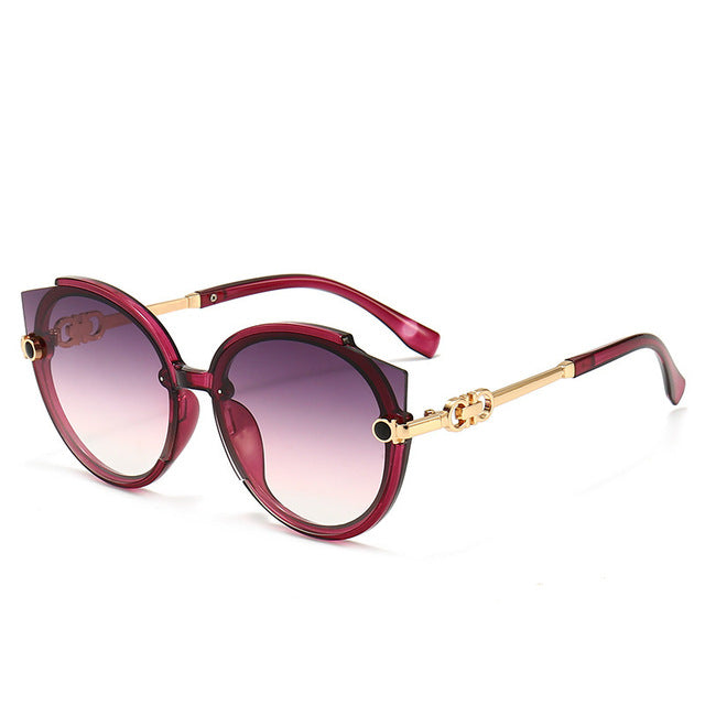 Vintage Cat Eye Round Sunglasses for Women UV400