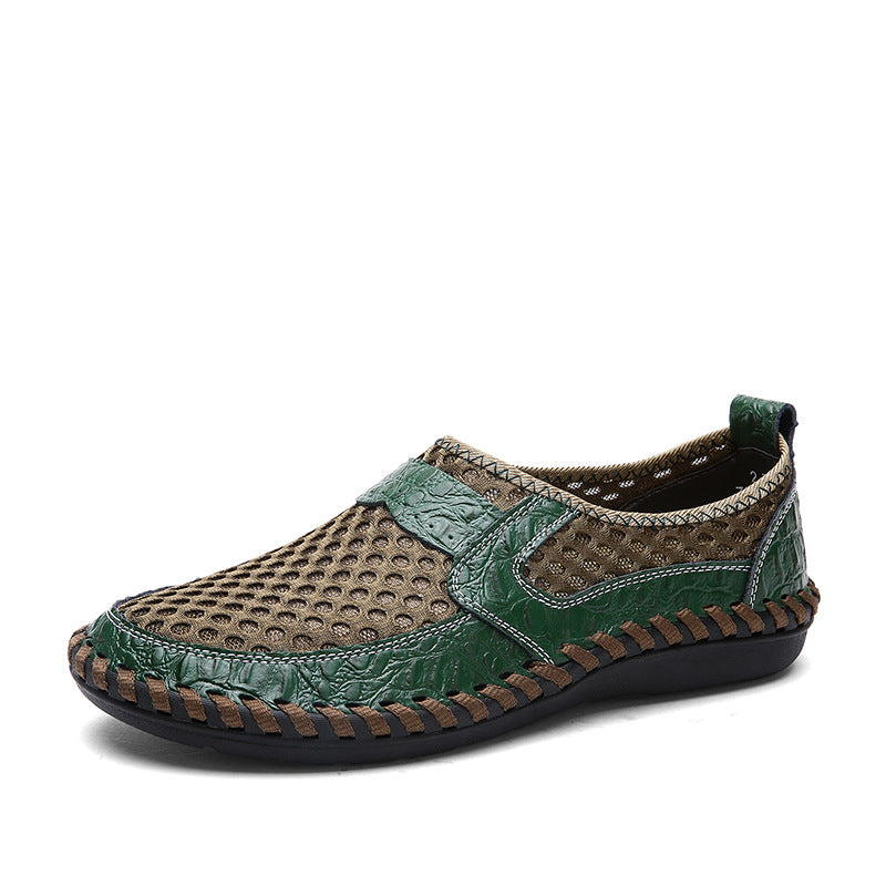 Men's Breathable Leather Hollow Casual Shoes (Korean Style)