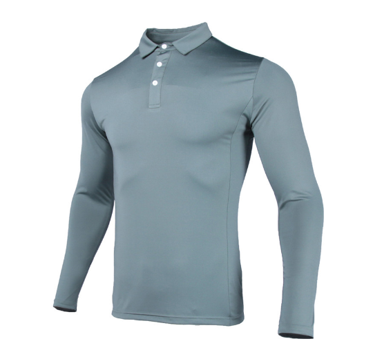 Men's Athletic Long Sleeve Polo Shirt - Quick Dry Fitness
