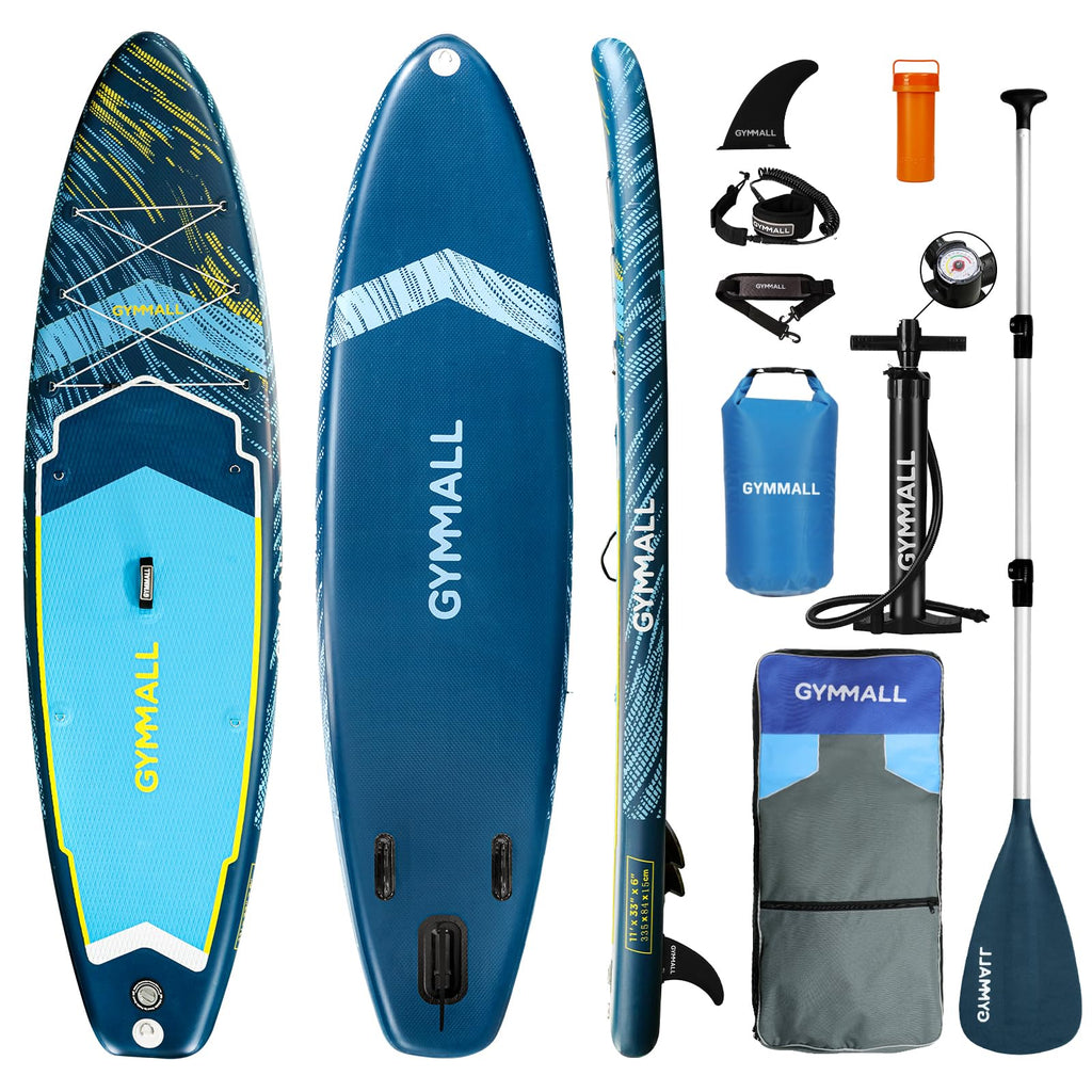 GYMMALL Paddle Board Inflatable Stand Up SUP Paddle Boards for Adults & Youths of All Skill Levels Wide & Non-Slip Deck Design Blow Up Paddleboards with Premium Accessories & Storage Bag