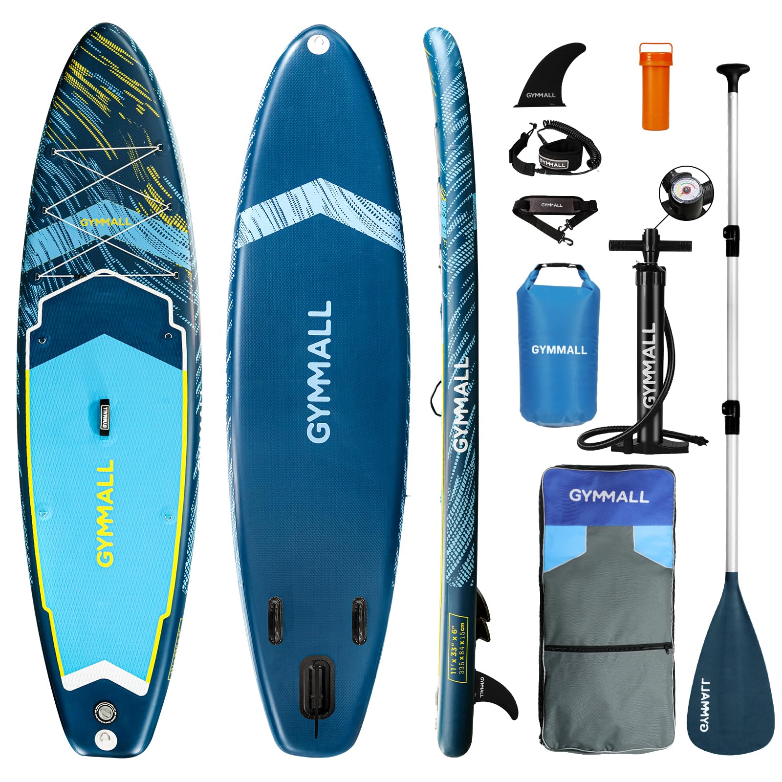 GYMMALL Paddle Board Inflatable Stand Up SUP Paddle Boards for Adults & Youths of All Skill Levels Wide & Non-Slip Deck Design Blow Up Paddleboards with Premium Accessories & Storage Bag