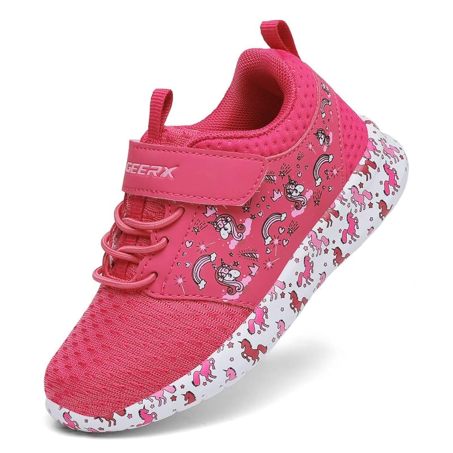GEERX YUNI Unicorn Girls Shoes Non Slip Lightweight Breathable Walking Athletic Running Tennis Sneakers (Toddler/Little Kid) Fuschia Size 1