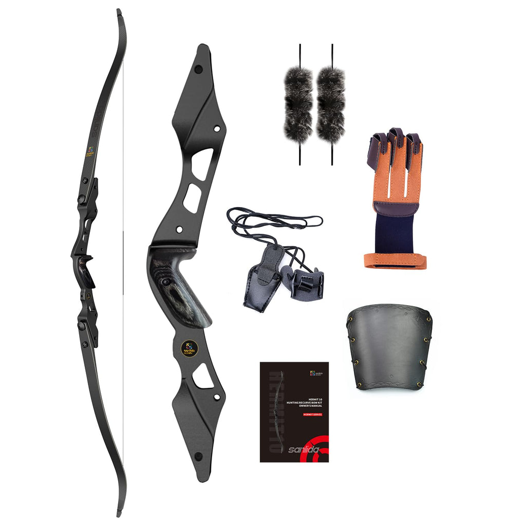 Sanlida Hermit 10 ILF Hunting Recurve Bow Kit for Adults 60" 30-45 Lbs Archery Recurve Bow CNC ILF Riser Carbon & Graphite Foam Core ILF Limbs RH Only Limited Life-time Warranty (45 Lbs)