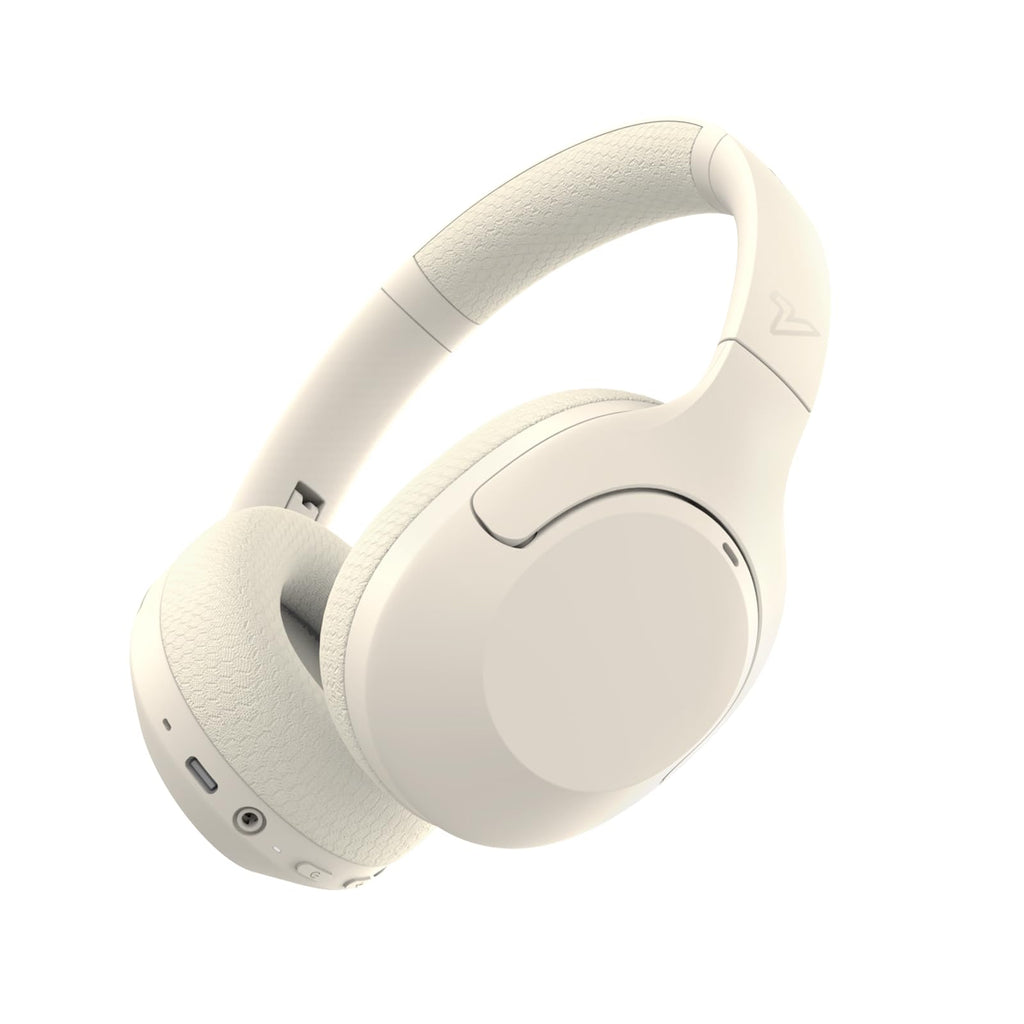 VOKALEN Hyper Pro Adaptive Active Noise-Cancelling Wireless Headphones Bluetooth Over-Ear with Mic 60H Playtime Hi-Res Audio Deep Bass Custom EQ (Ivory White)