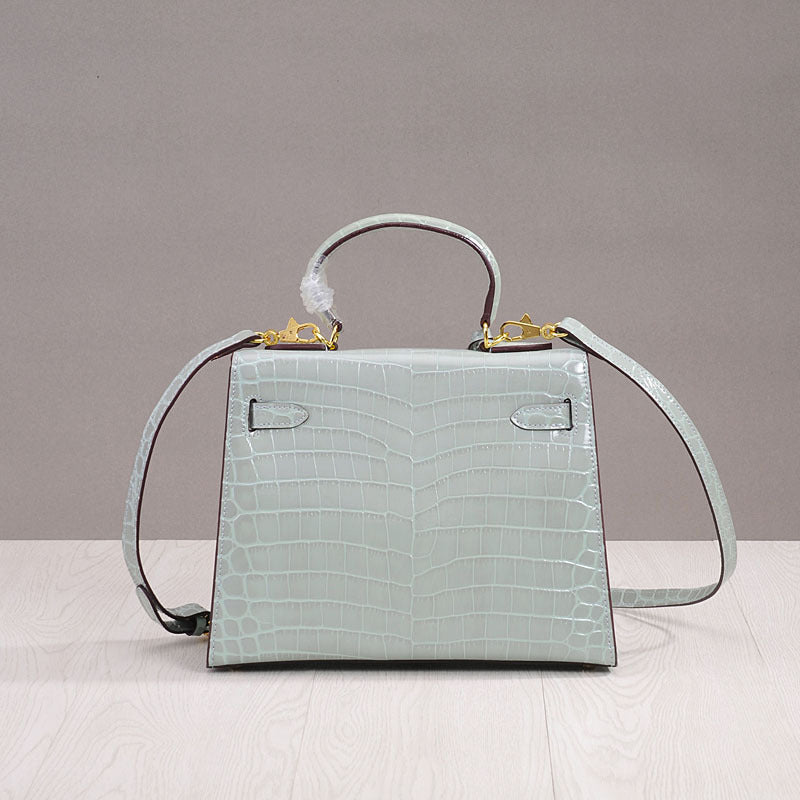 Genuine Leather Crocodile Pattern Shoulder Bag