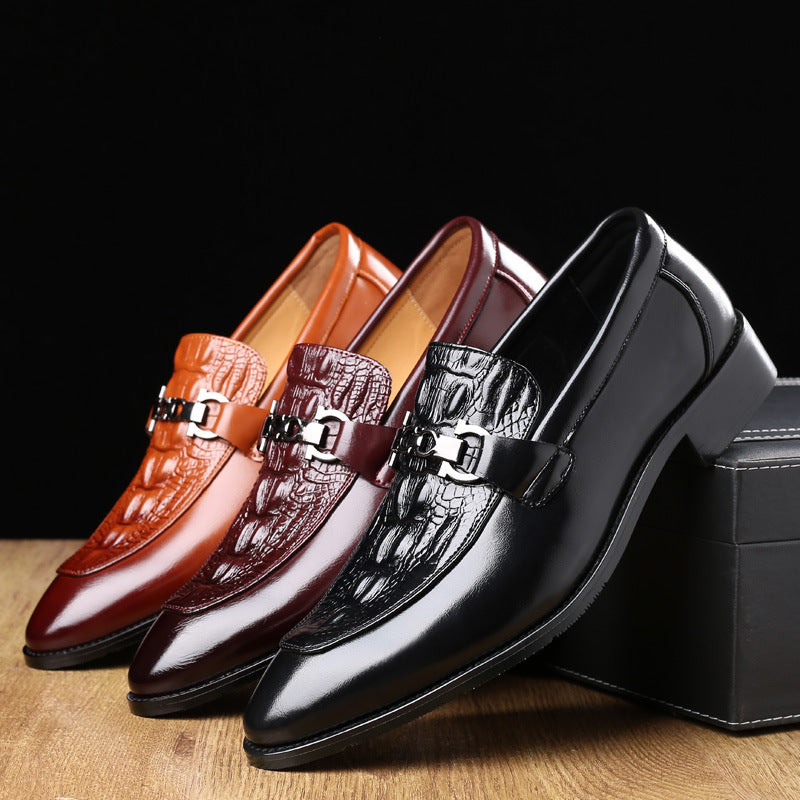 Men's Casual Pointed Toe Leather Shoes - British Fashion