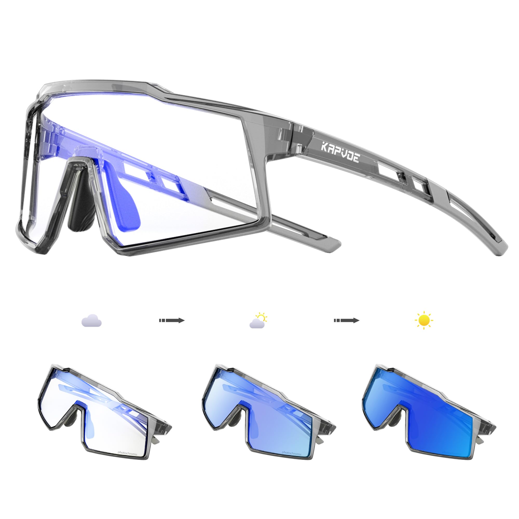 KAPVOE Kids Photochromatic Sunglasses Youth Baseball Sunglasses Lightweight TR90 Frame UV400 Protection Cycling Glasses for Boys Girls Sports Cycling 011