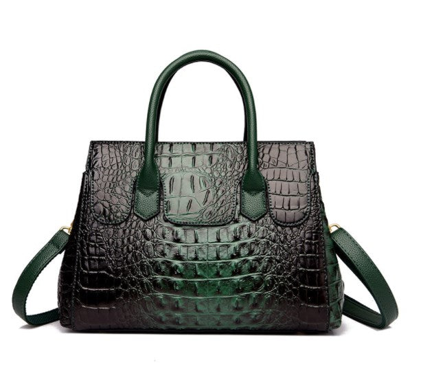 Crocodile Pattern Shoulder and Crossbody Handbag