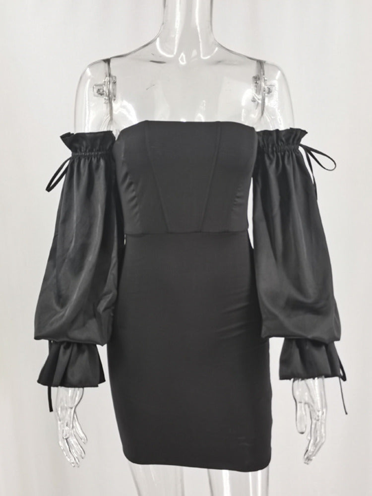 Summer New Sexy Off-Shoulder Bodycon Dress with Lantern Sleeves