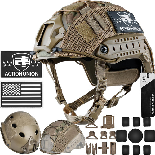 ACTIONUNION Airsoft Helmet Basic Set PJ Type Tactical Paintball Helmet (Large Tan)