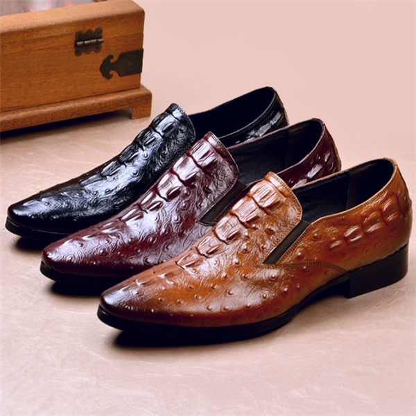 Crocodile Pattern Men's Dress Shoes - Casual Business Style