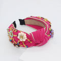 Crystal Metal Flower Geometric Cross Headband