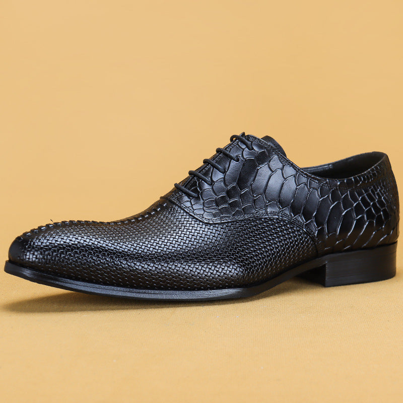 Leather Men's Formal Business Shoes with Pointed Design