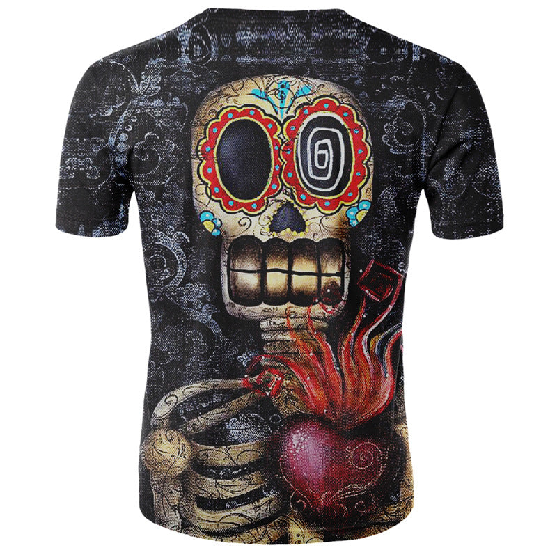 3D Printed Skull Short Sleeve Sports T-Shirt