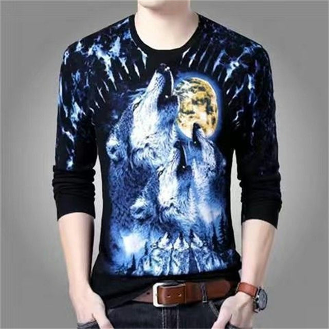 Men's 3D Printed Dragon Tiger Long Sleeve T-Shirt