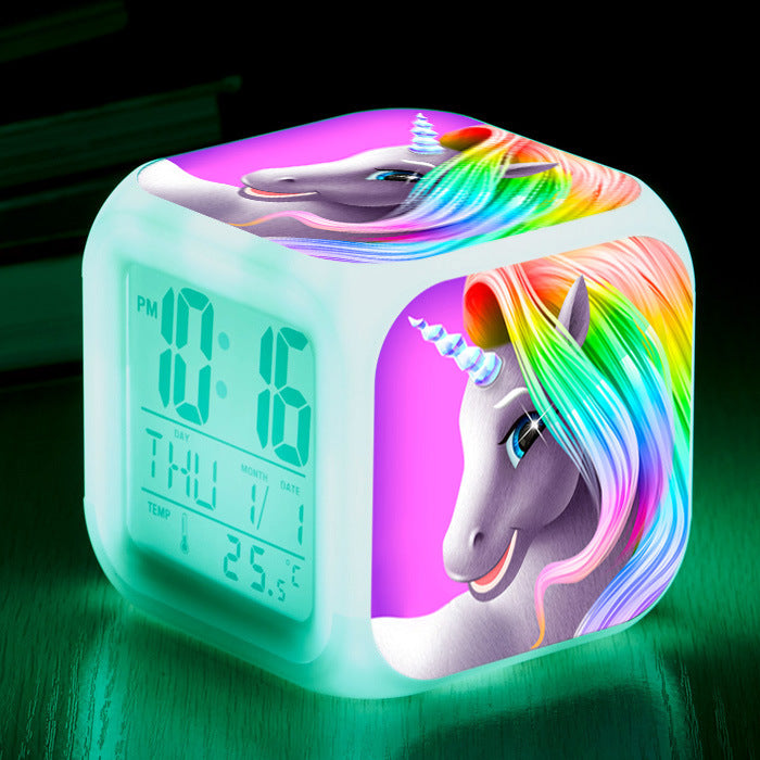 Unicorn Colorful Square Alarm Clock - Creative Design