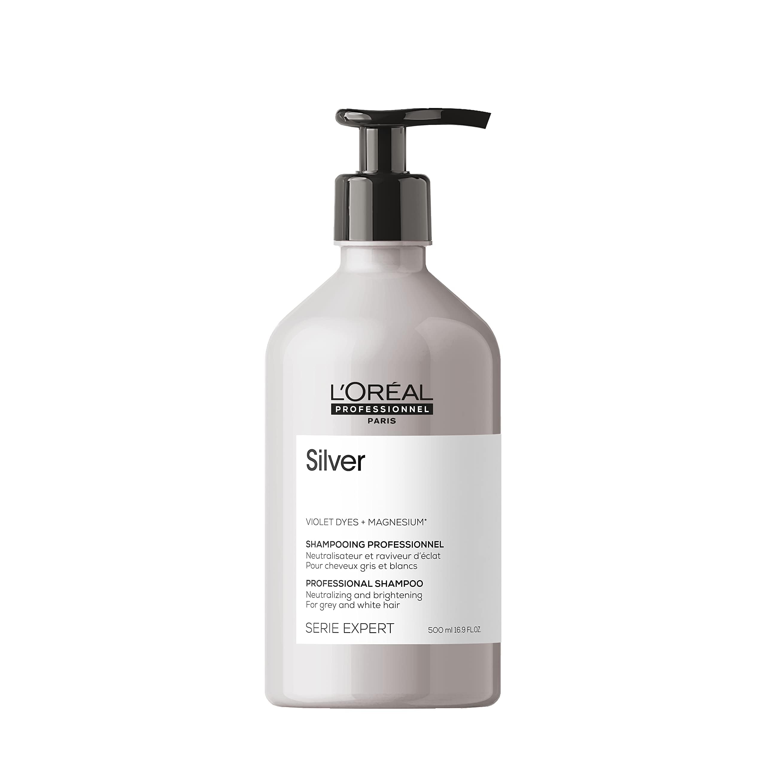 LOreal Professionnel Color Depositing Purple Shampoo | Neutralizes Unwanted Brassy & Yellow Tones | For Natural Colored or Bleached White Silver & Blonde Hair | 16.9 Fl. Oz.