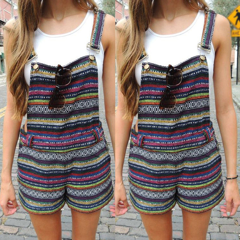 2018 Summer Women's Vintage Striped Jumpsuit