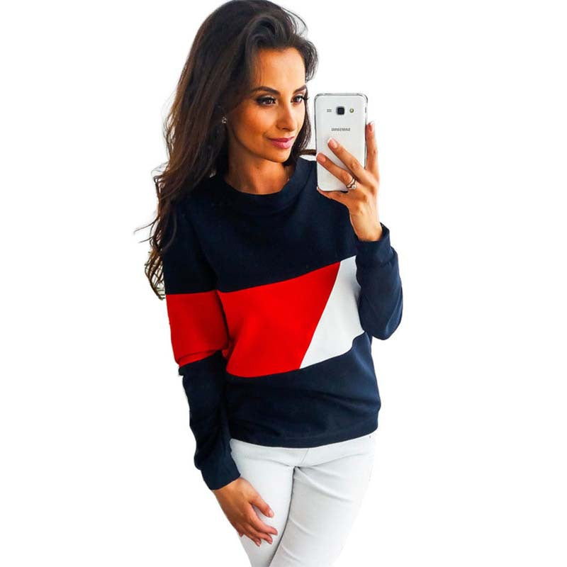 Color Block Long Sleeve Crew Neck Sweatshirt
