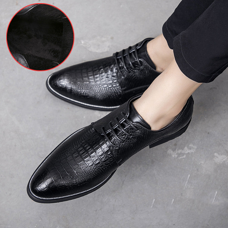 Men's Black Crocodile Pattern Dress Shoes (Business Style)