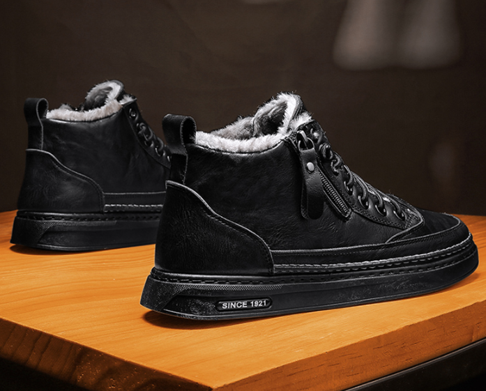 Men's High-Top Velvet Sneakers - Korean Casual Style