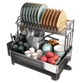 romision Dish Drying Rack 304 Stainless Steel 2 Tier Large Dish Rack and Drainboard Set with Drainage Spout Full Size Dish Drainer with Utensil Holder for Kitchen Counter of Big Family
