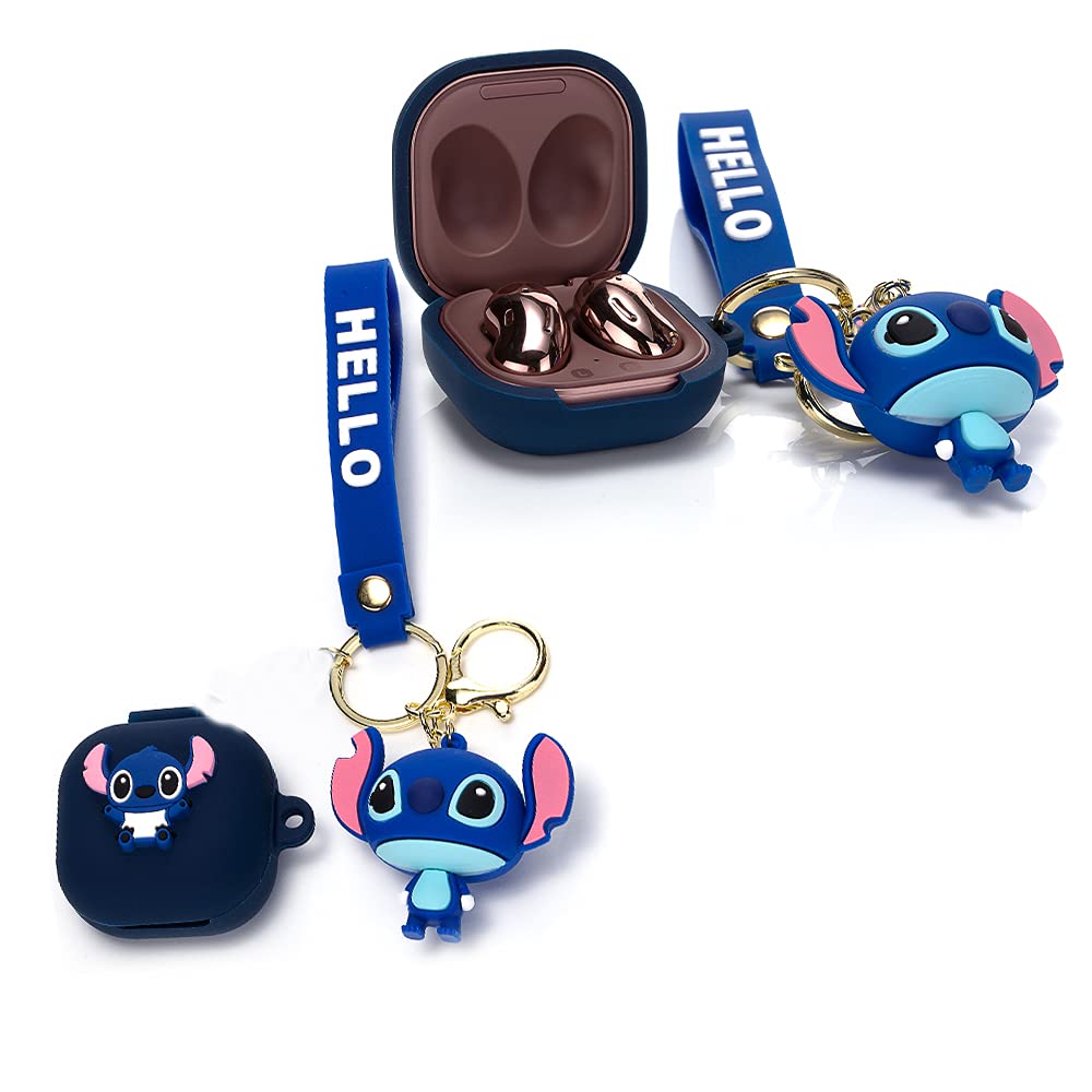(1 Pack) BGAANM Cute Silicone Earbuds Case Protective Cover with Doll Keychain Designed for Samsung Galaxy Buds2 Pro (2022) /Galaxy Buds 2 (2021) /Galaxy Buds Pro (2021) /Galaxy Buds Live (2020)