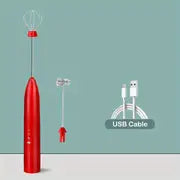 Rechargeable Electric Handheld Milk Frother with 2 Whisks