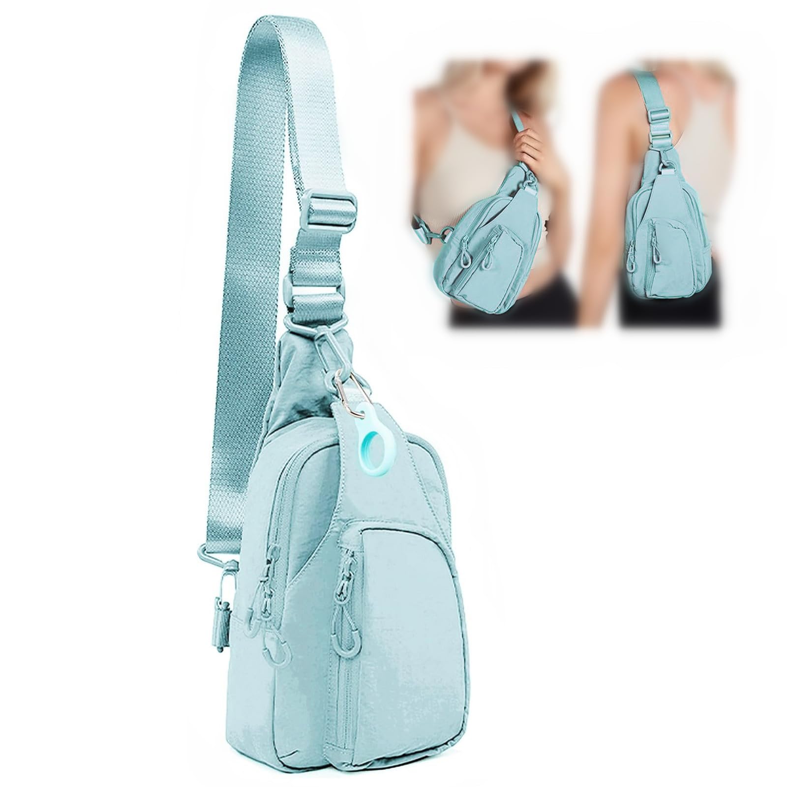 FREE ROCK Small Crossbody Bag Mini Nylon Sling Bag Cross Body Bag Chest Bag For Outdoors Hiking Traveling For Women Men (Ice Blue)