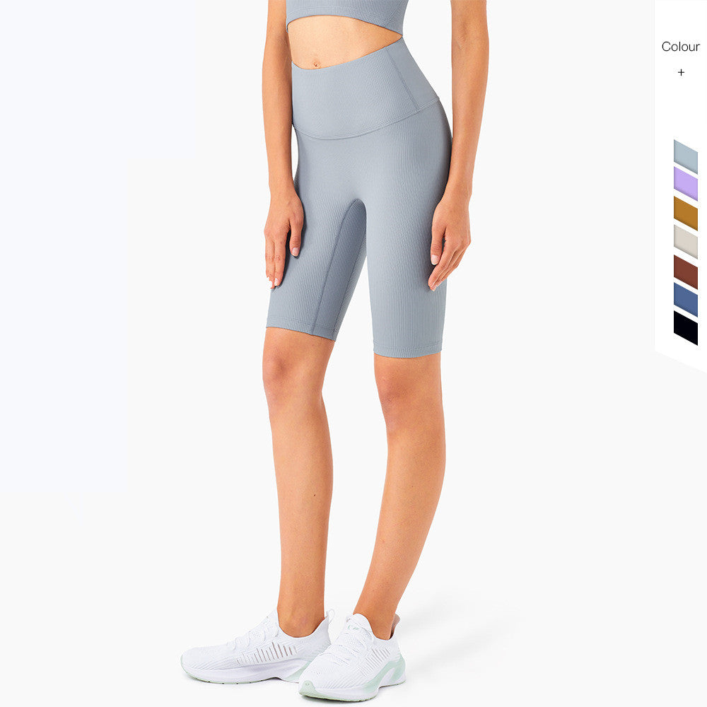 High Waist Peach Hip Yoga Shorts for Women
