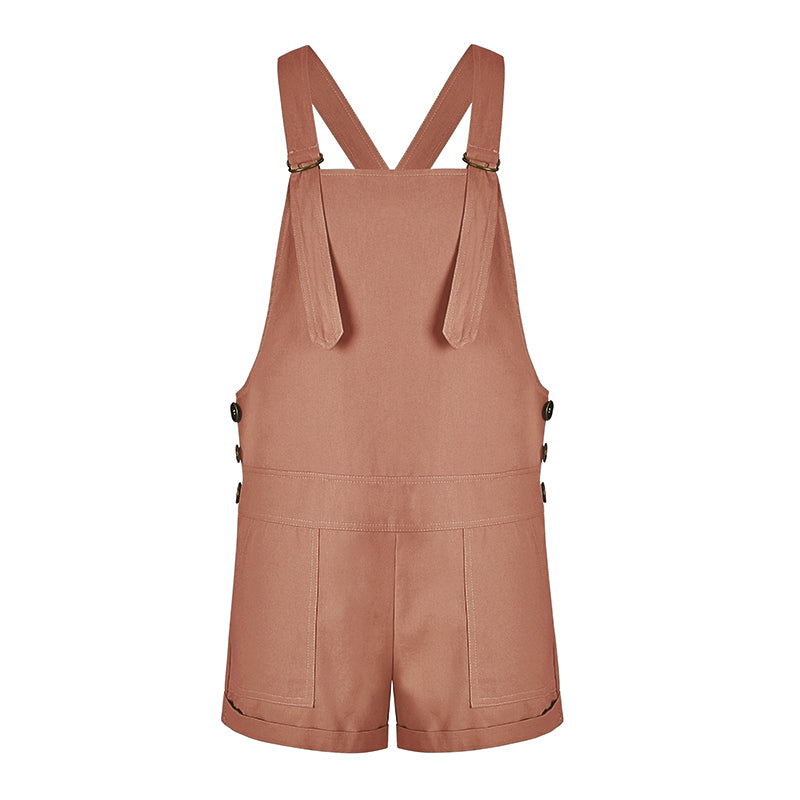 LIVA 2018 Women's Vintage Solid Color Jumpsuit Shorts