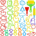 Playdough Tools with 40 pcs Plastic Play Dough Cutters Animal Shapes 3 pcs Basic Play Dough Tools