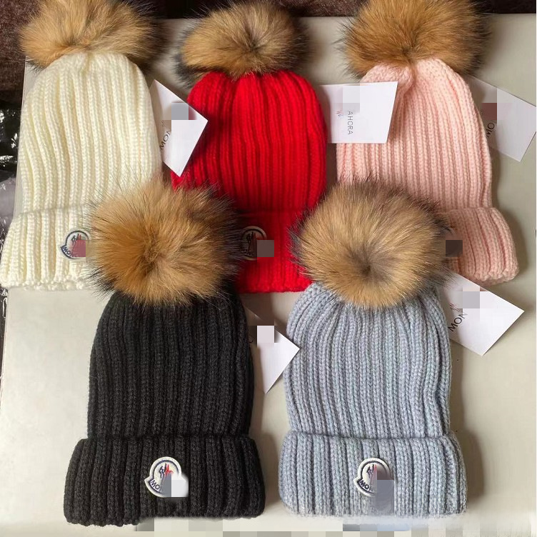2023 New European Knit Beanie with Real Fur Pom-Pom