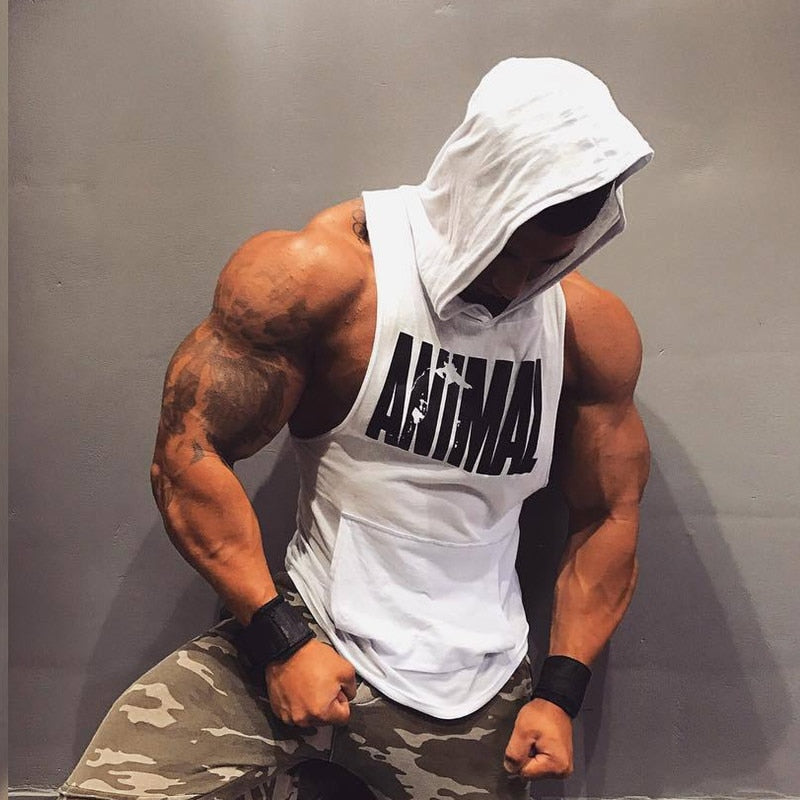 Men's Muscle Training Vest with Hood for Outdoor Sports